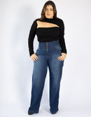 Calça Modeladora Afina Cintura Jeans Fittform Wide
