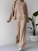 Conjunto de Tricô com Suéter Mullet Gola Alta e Calça Confortável – Kim