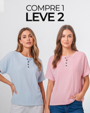 (Compre 1 Leve 2) Blusa Eveline™ Com Listras Delicadas e Botões Frontais