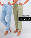(Compre 1 Leve 2) Calça Martina™ em Linho de Algodão e Cós Ajustável