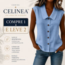 [COMPRE 1 E LEVE 2] Camisa Celinea™ em Linho de algodão Com Gola Elegante e Botões Frontais / Leveza Que Combina Com Tudo